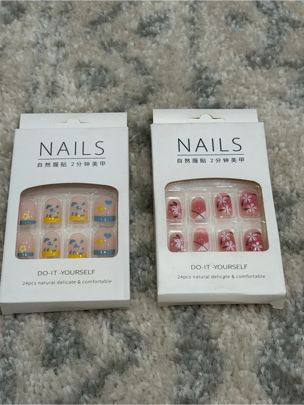 Set of 2 Boxes 48-Piece Press-On Nails – Assorted Designs as Pictured